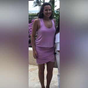 Lavender Sleeveless Dress, ruched at skirt